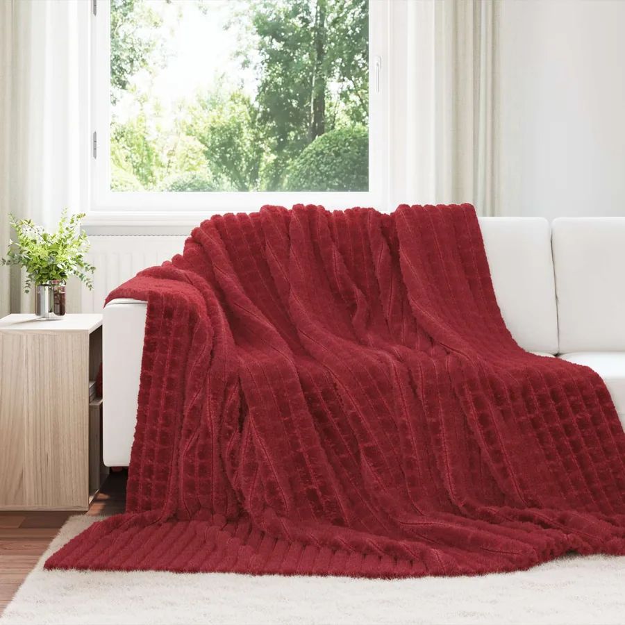 Couvertures à jeter 6 pcs Rouge Bordeaux 270 x 240 cm Toison