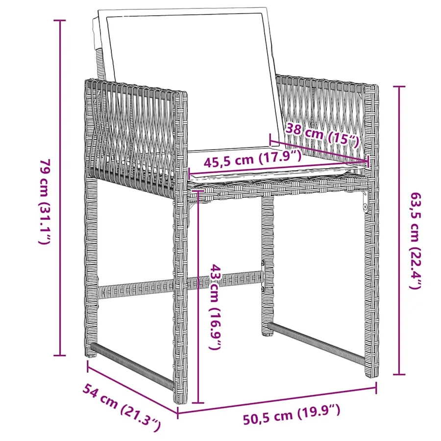 Ensemble de salle à manger pour jardin 5 pcs Gris clair - 10