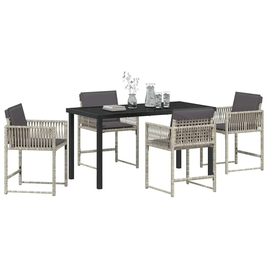Ensemble de salle à manger pour jardin 5 pcs Gris clair - 3