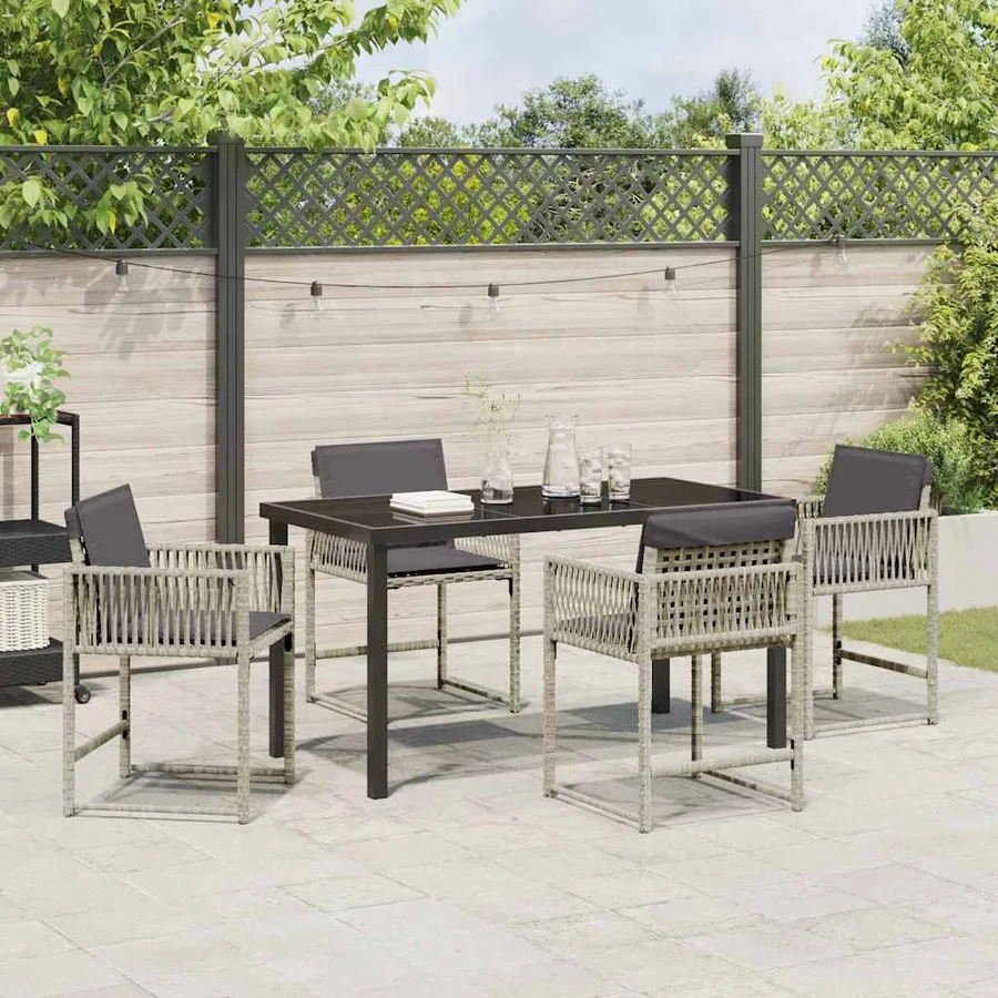 Ensemble de salle à manger pour jardin 5 pcs Gris clair - 4