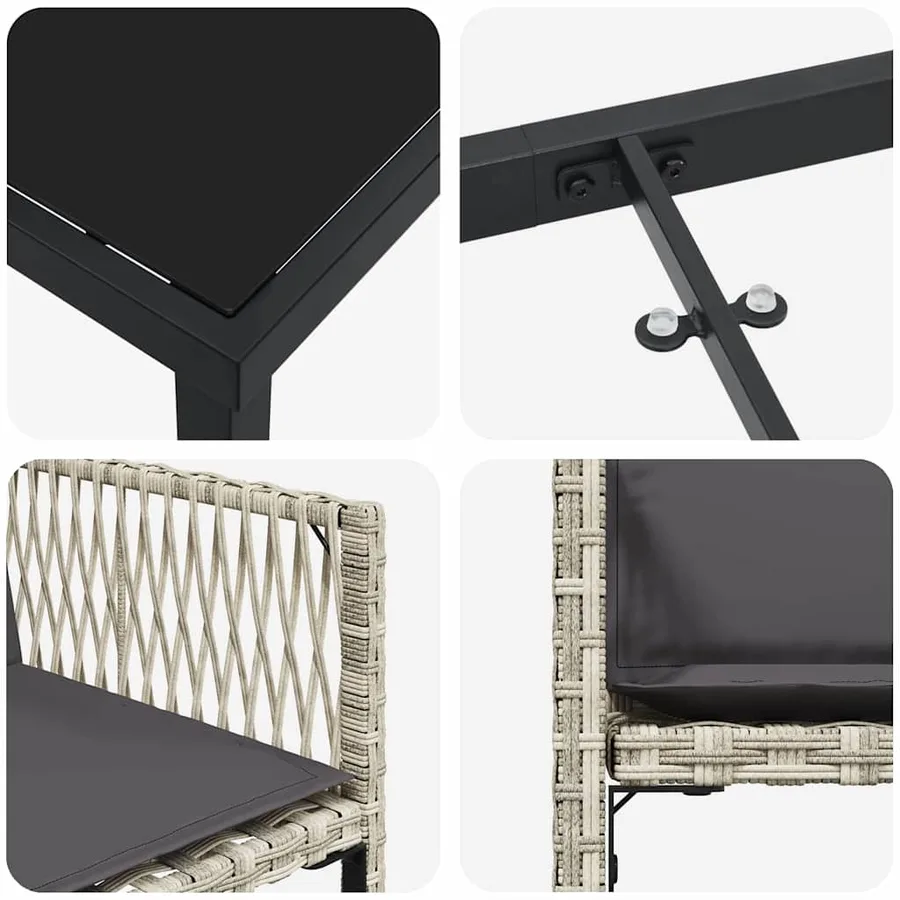 Ensemble de salle à manger pour jardin 5 pcs Gris clair - 9