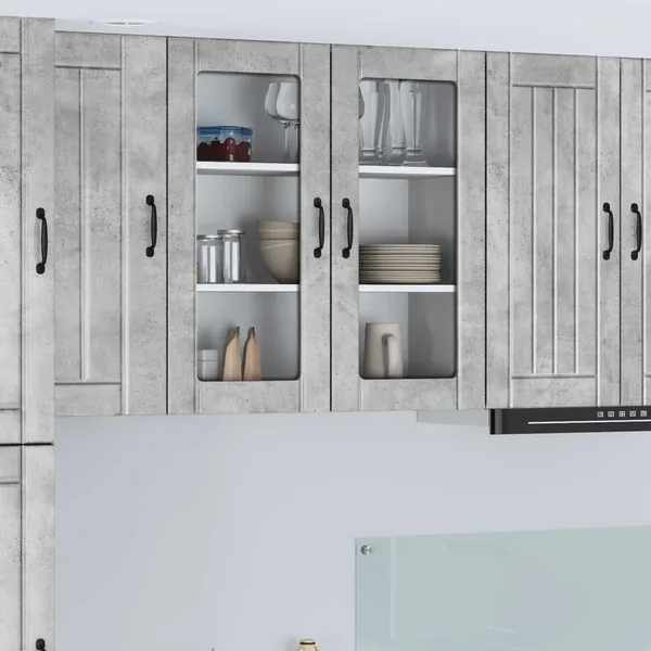 Cabinet en verre mural LUCCA Gris béton 80 x 31 x 80 cm