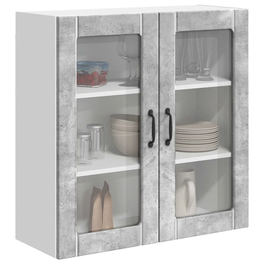 Cabinet en verre mural LUCCA Gris béton 80 x 31 x 80 cm - 3