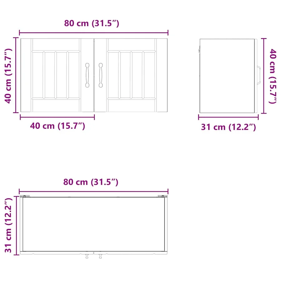 Meuble mural LUCCA Chêne artisanal 80 x 31 x 40 cm - 13