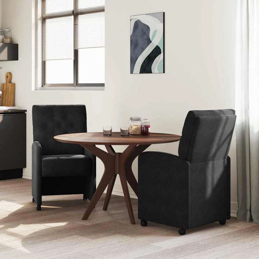 Chaises de Salle à Manger avec Roues 2 pcs Noir 58 x 67 x 97 cm - 3