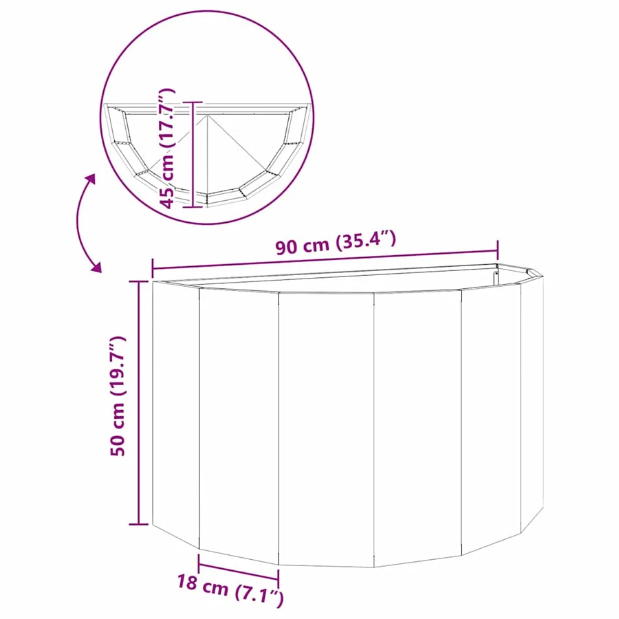 Jardinière Anthracite 90 x 45 x 50 cm Acier - 12
