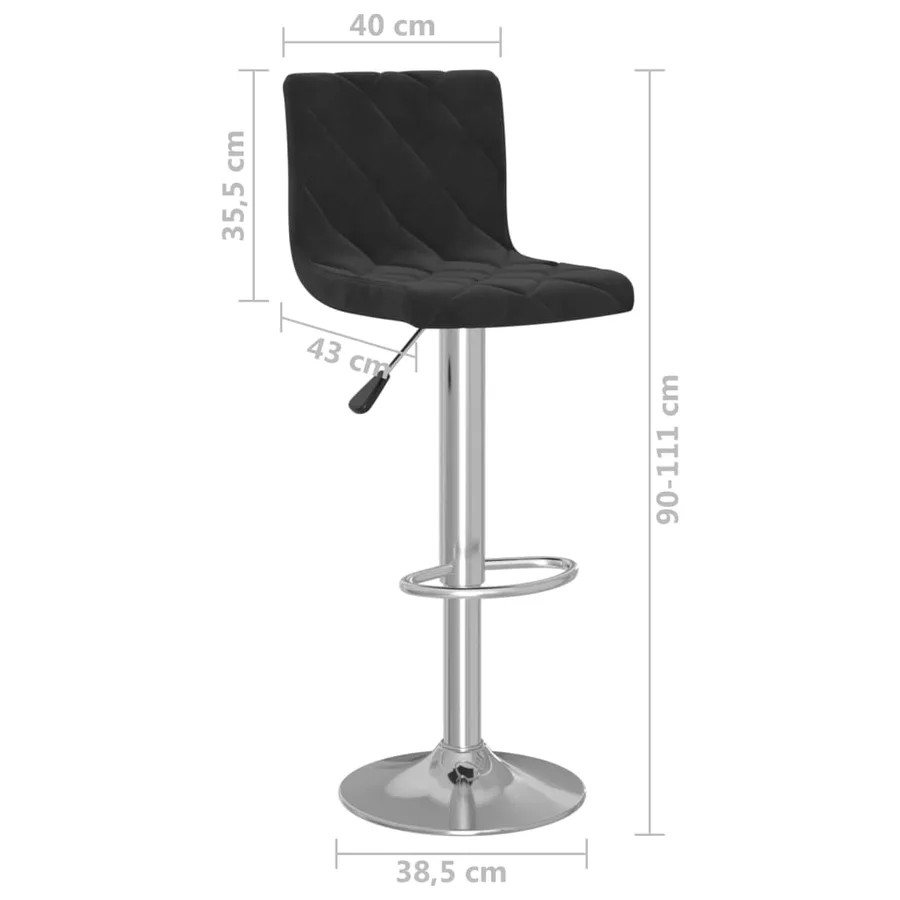 Tabourets de bar lot de 2 noir velours - 9