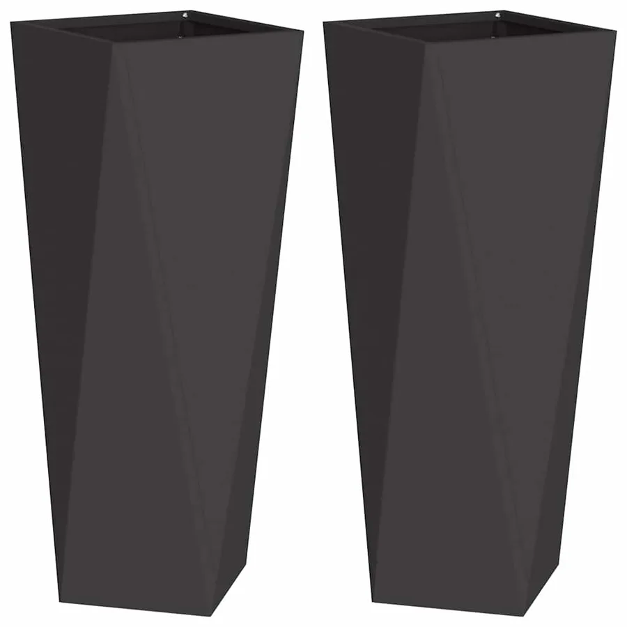 Jardinière 2 pc Noir 30 x 30 x 75 cm Acier - 2