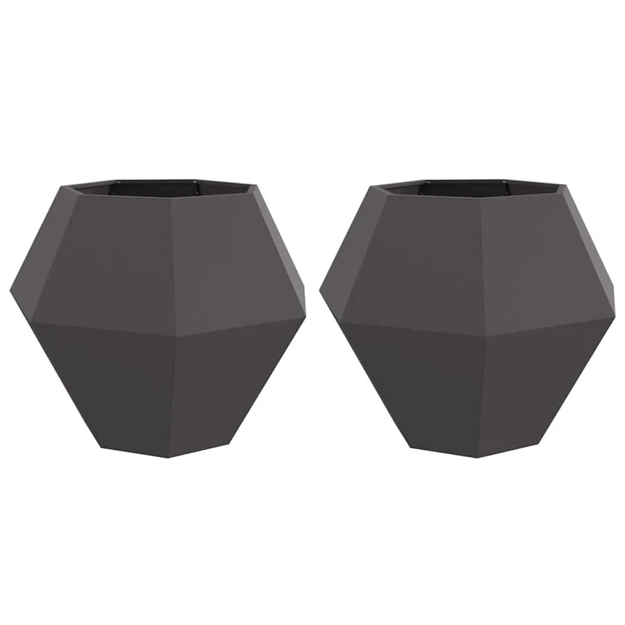 Jardinière 2 pc Noir 100 x 100 x 80 cm Acier - 2