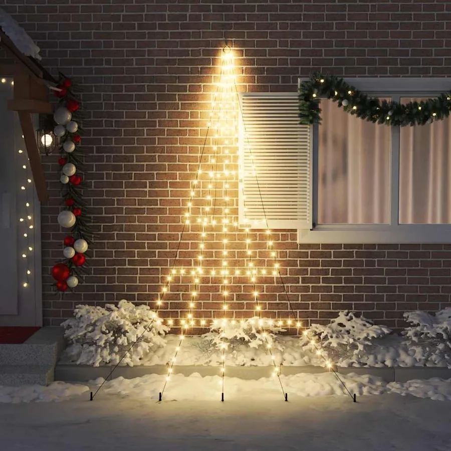 Arbre de Noël LED avec piquets au sol Blanc chaud 306 cm Métal - 3