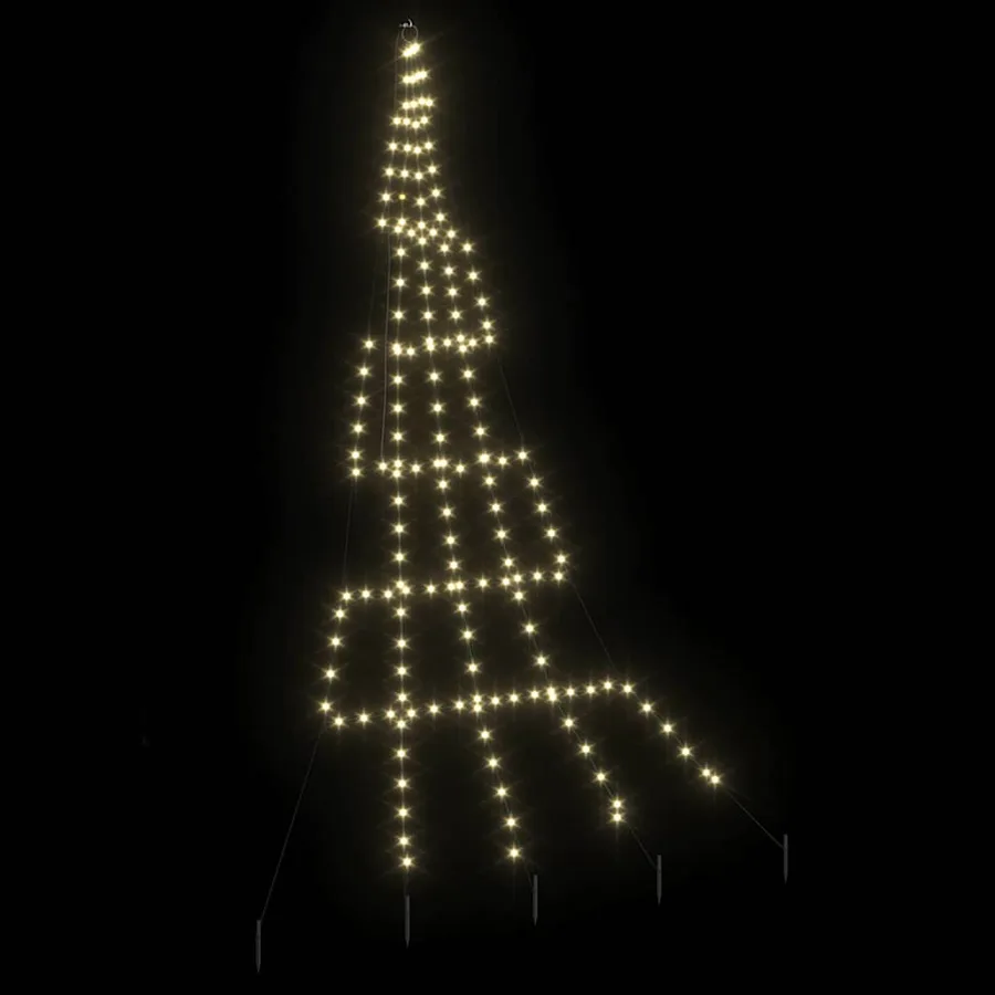 Arbre de Noël LED avec piquets au sol Blanc chaud 306 cm Métal - 4