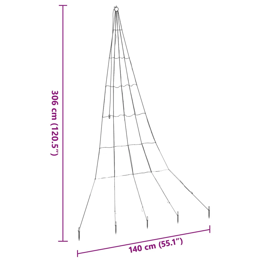 Arbre de Noël LED avec piquets au sol Blanc chaud 306 cm Métal - 8