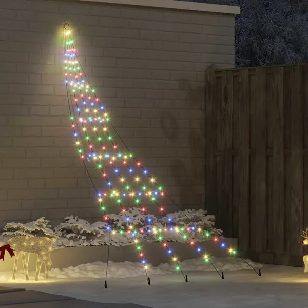 Arbre de Noël LED avec piquets au sol Multicolore 306 cm Métal