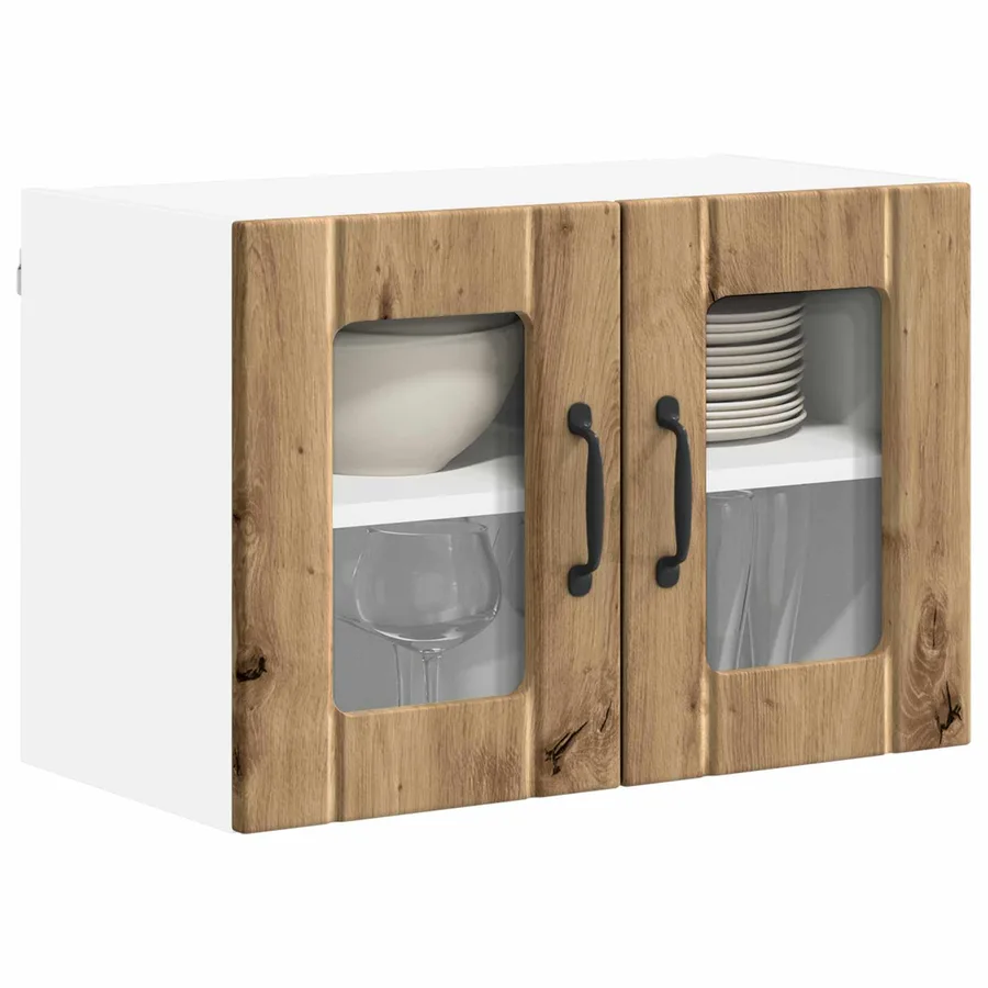 Cabinet en verre mural LUCCA Chêne artisanal 60 x 31 x 40 cm - 3
