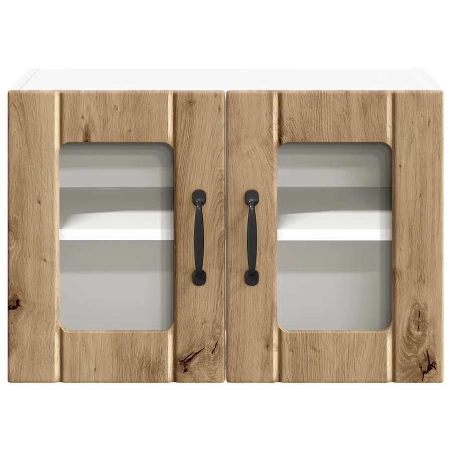 Cabinet en verre mural LUCCA Chêne artisanal 60 x 31 x 40 cm - 6
