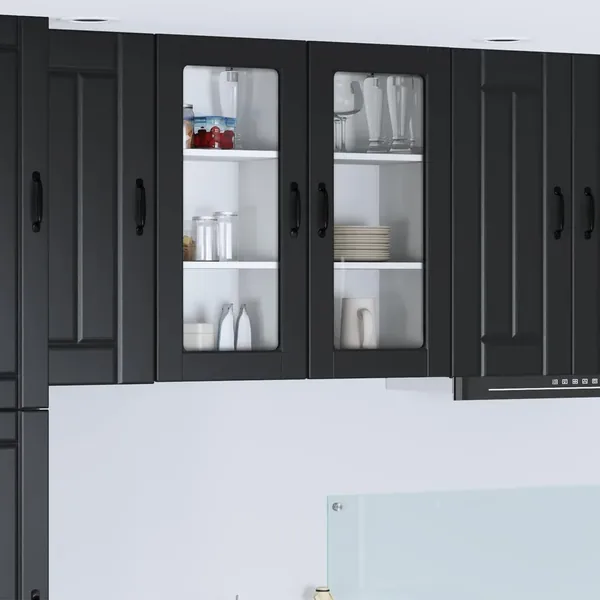 Cabinet en verre mural LUCCA 2 pcs Noir 40 x 31 x 80 cm