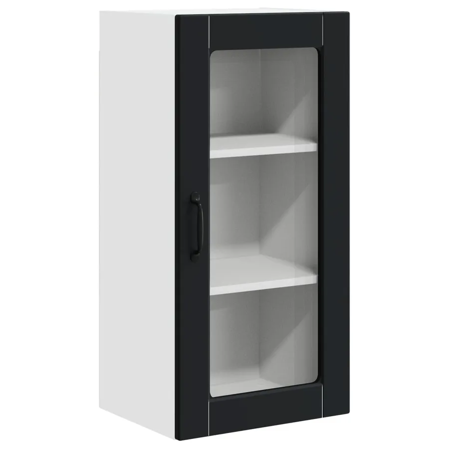 Cabinet en verre mural LUCCA 2 pcs Noir 40 x 31 x 80 cm - 5