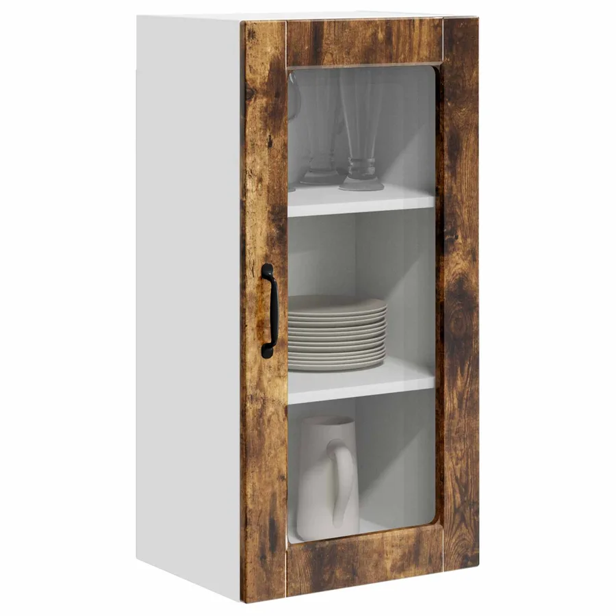 Cabinet en verre mural LUCCA Chêne fumé 40 x 31 x 80 cm - 3