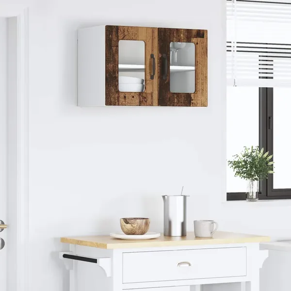 Cabinet en verre mural LUCCA Bois ancien 60 x 31 x 40 cm