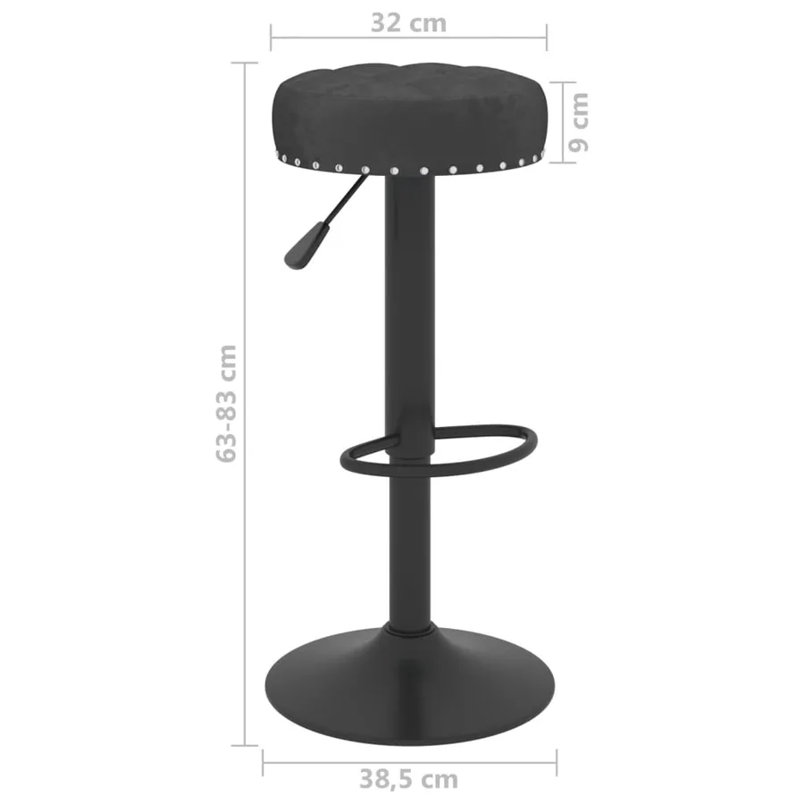 Tabourets de bar lot de 2 noir velours - 9
