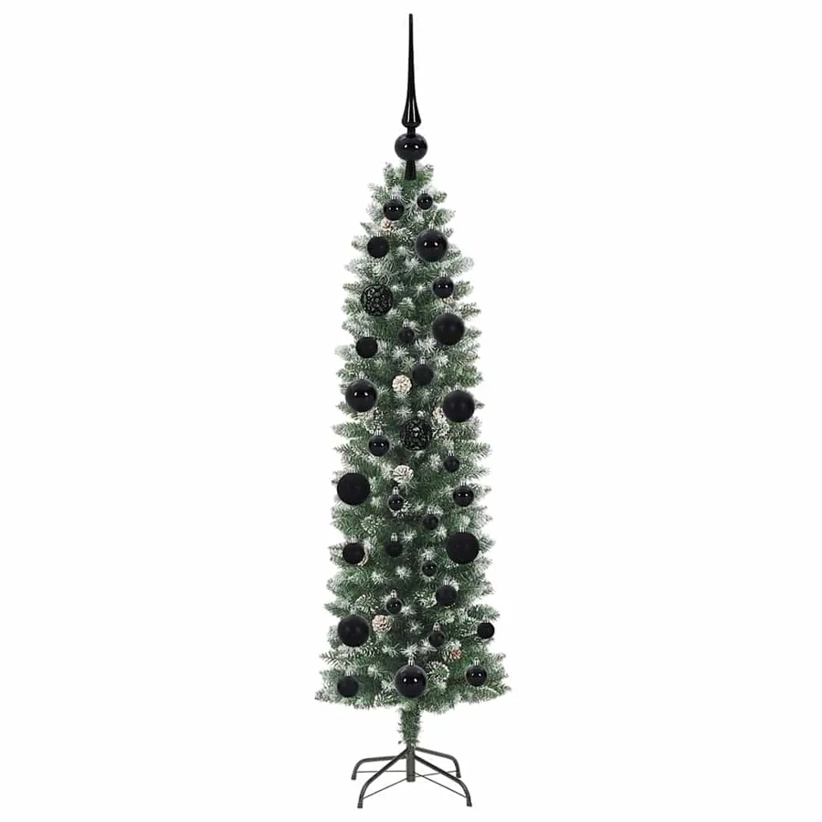 Arbre de Noël artificiel slim avec 150 LED Vert et blanc 120 cm - 4