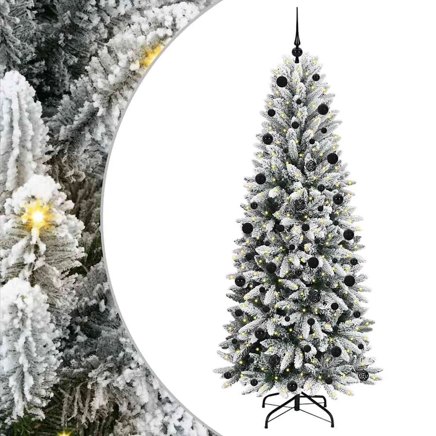 Sapin de Noël artificiel avec 300 LED avec support Blanc 210 cm - 2