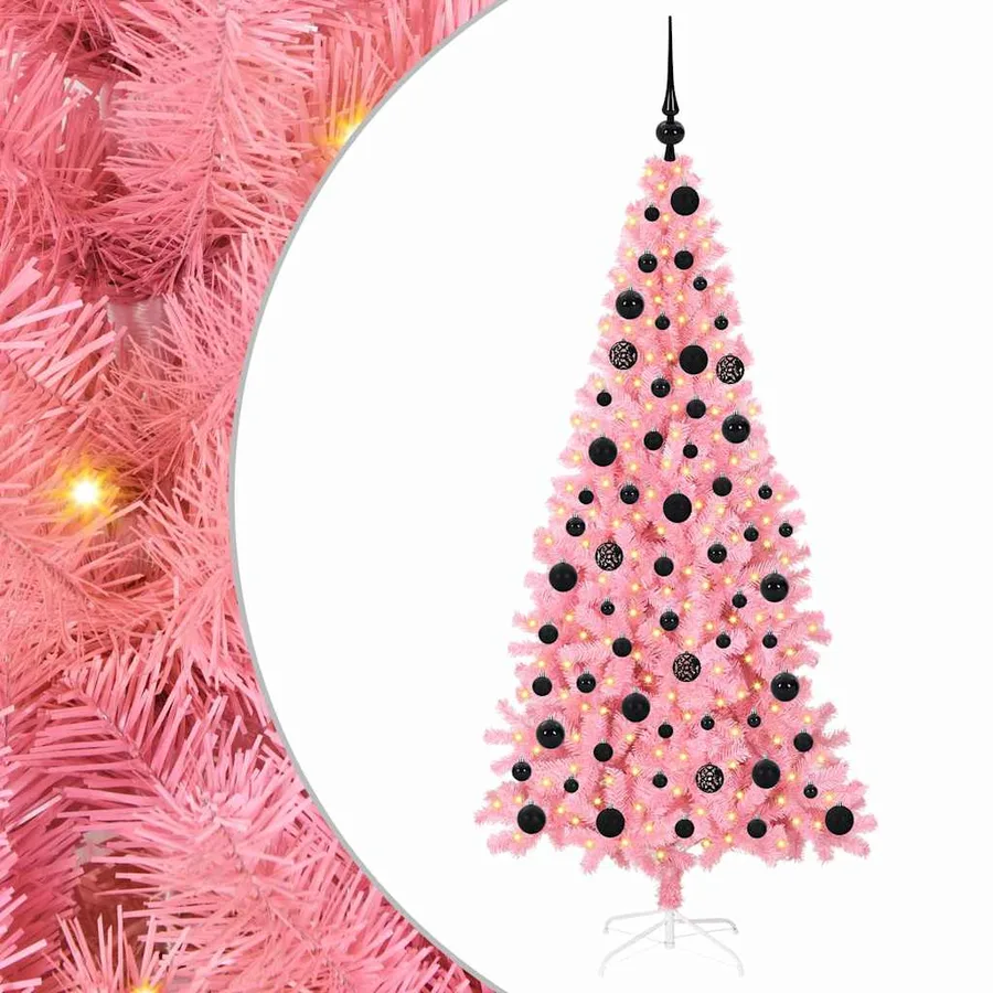 Sapin de Noël avec 300 LED avec support Rose 180 cm PVC - 2