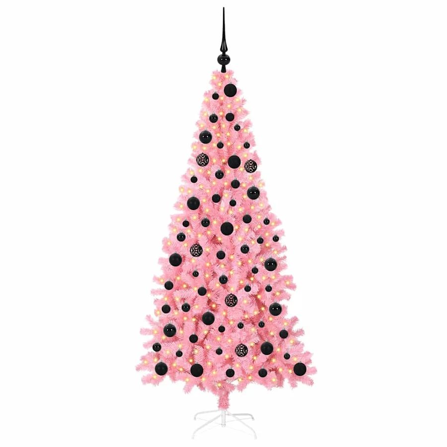 Sapin de Noël avec 300 LED avec support Rose 180 cm PVC - 3