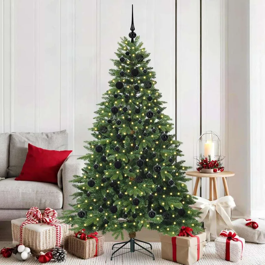 Sapin de Noël artificiel avec 300 LED Vert 180 cm PE et PVC