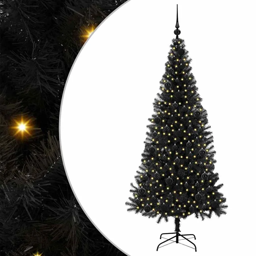 Sapin de Noël avec 300 LED avec support Noir 180 cm PVC - 2