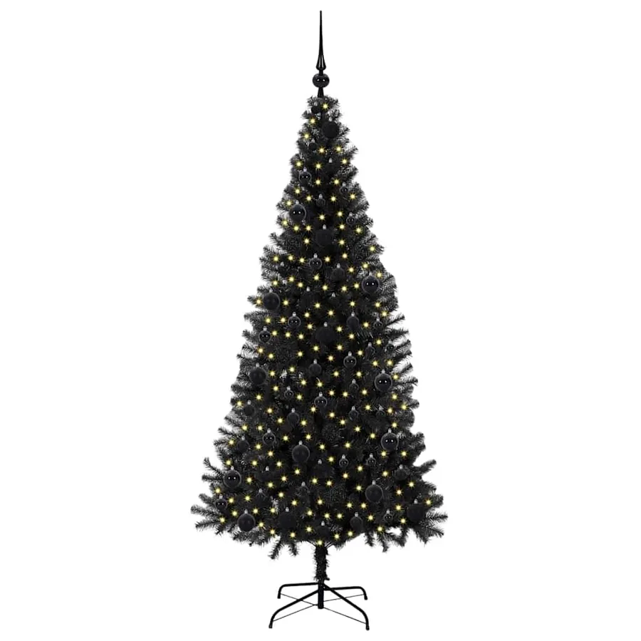 Sapin de Noël avec 300 LED avec support Noir 180 cm PVC - 3