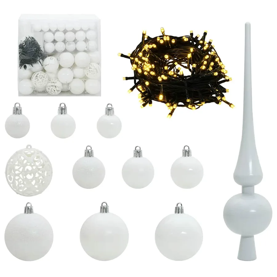 Ensemble de Boules de Noël avec 300 LED 120 pcs Blanc Plastique - 2