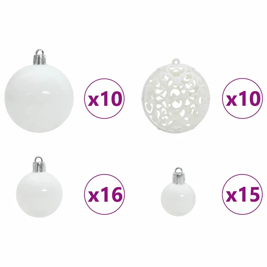 Ensemble de Boules de Noël avec 300 LED 120 pcs Blanc Plastique - 5