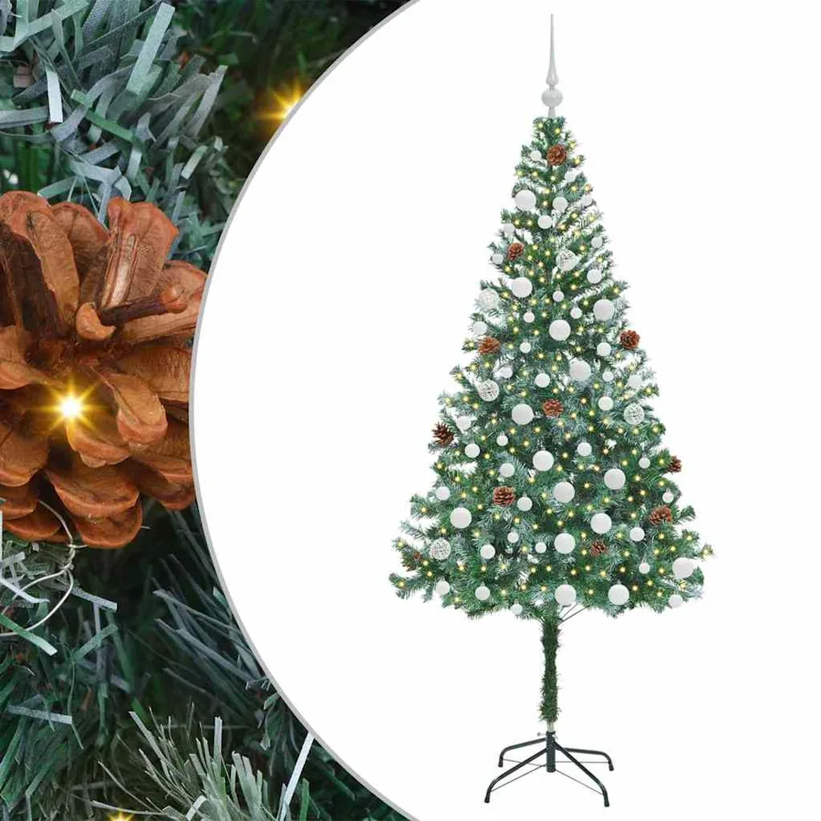 Sapin de Noël artificiel avec 300 LED Vert 180 cm PVC et Acier - 2