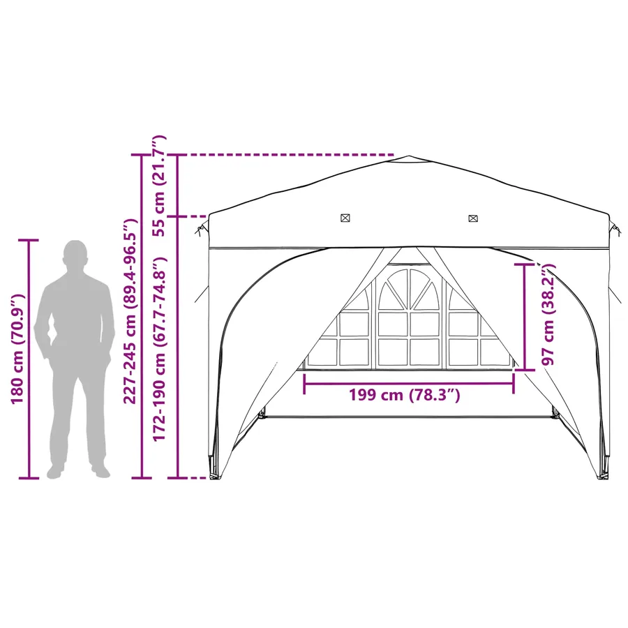 Tente de fête pop-up 290 x 290 x 245 cm Anthracite - 20