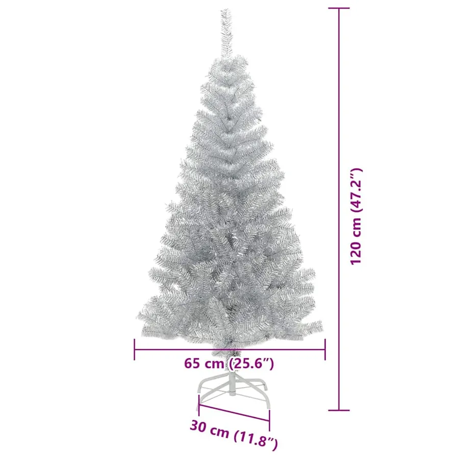 Sapin de Noël avec 150 LED avec support Argent 120 cm PET - 14