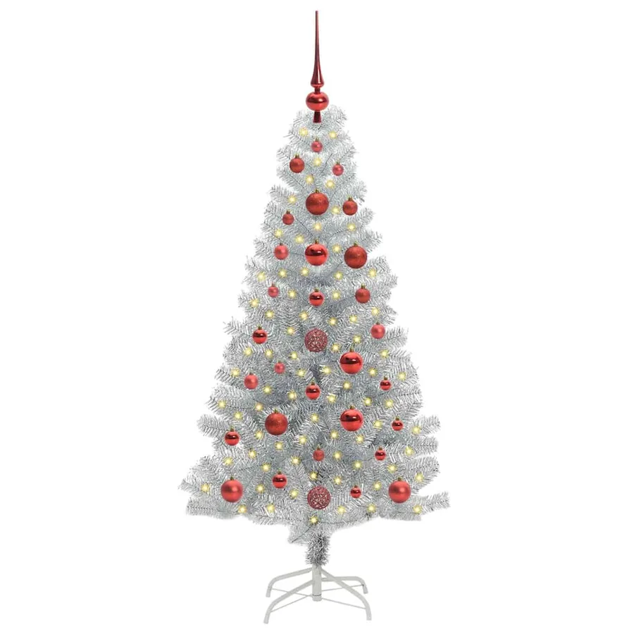 Sapin de Noël avec 150 LED avec support Argent 120 cm PET - 3