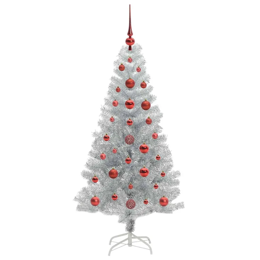 Sapin de Noël avec 150 LED avec support Argent 120 cm PET - 4