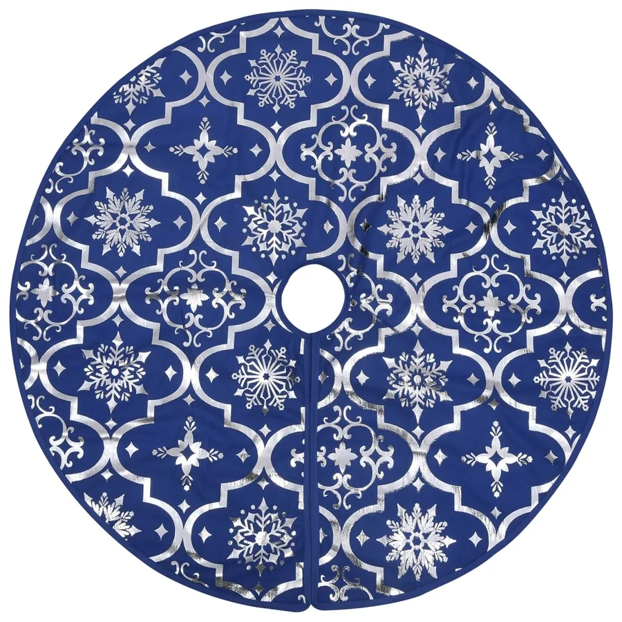 Jupe de sapin de Noël de luxe avec chaussette Bleu 122 cm Tissu - 3