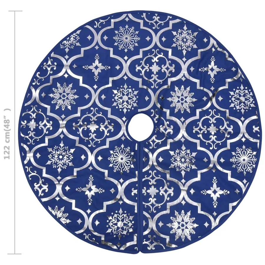 Jupe de sapin de Noël de luxe avec chaussette Bleu 122 cm Tissu - 8