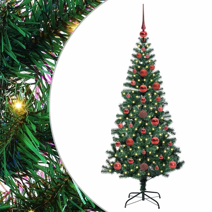 Sapin de Noël artificiel pré-éclairé Vert 120 cm PVC et métal - 2