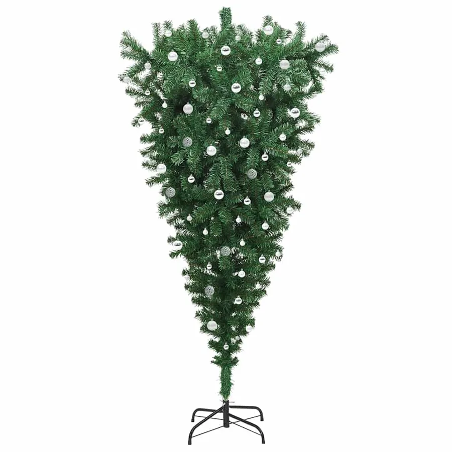 Sapin de Noël artificiel pré-éclairé à l'envers avec ensemble de boules - 4