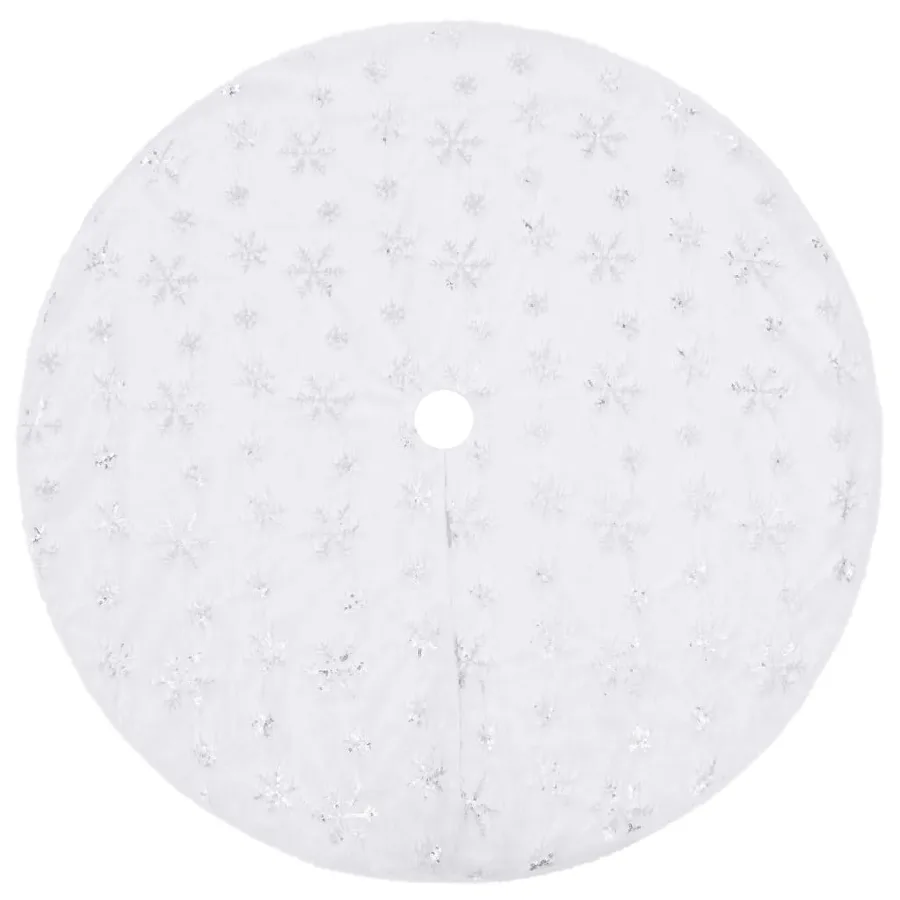 Jupe de sapin de Noël de luxe blanche 90 cm en fausse fourrure - 2