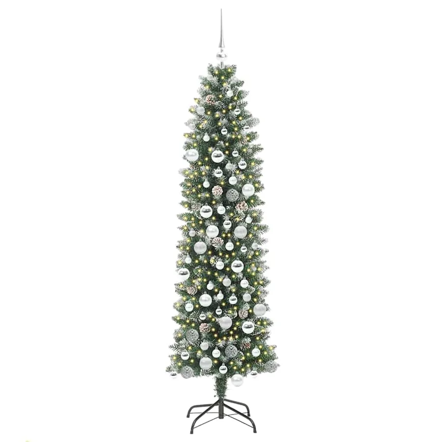 Arbre de Noël artificiel slim avec 300 LED Vert et blanc 180 cm - 3