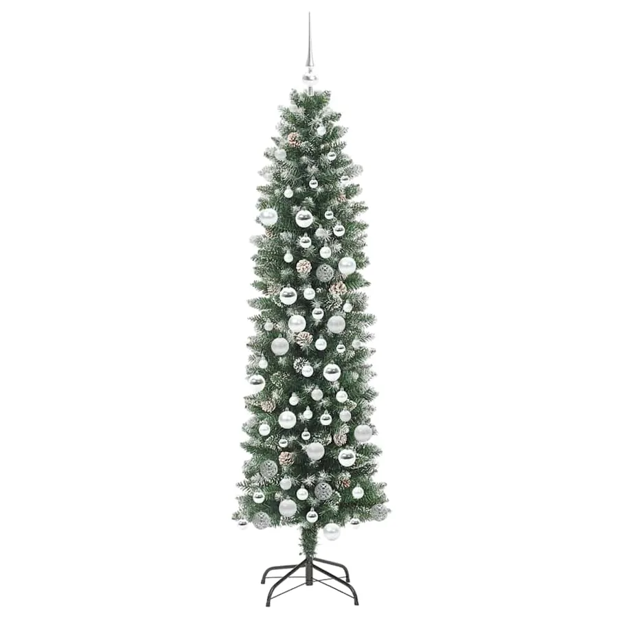 Arbre de Noël artificiel slim avec 300 LED Vert et blanc 180 cm - 4