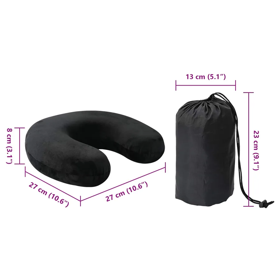Coussin de voyage pour le cou Noir Mousse à mémoire de forme - 12