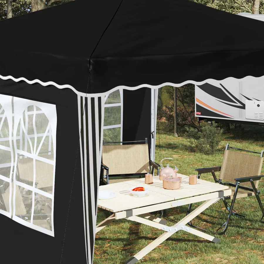 Tente de fête pop-up 288 x 288 x 245 cm Noir Tissu Oxford - 4