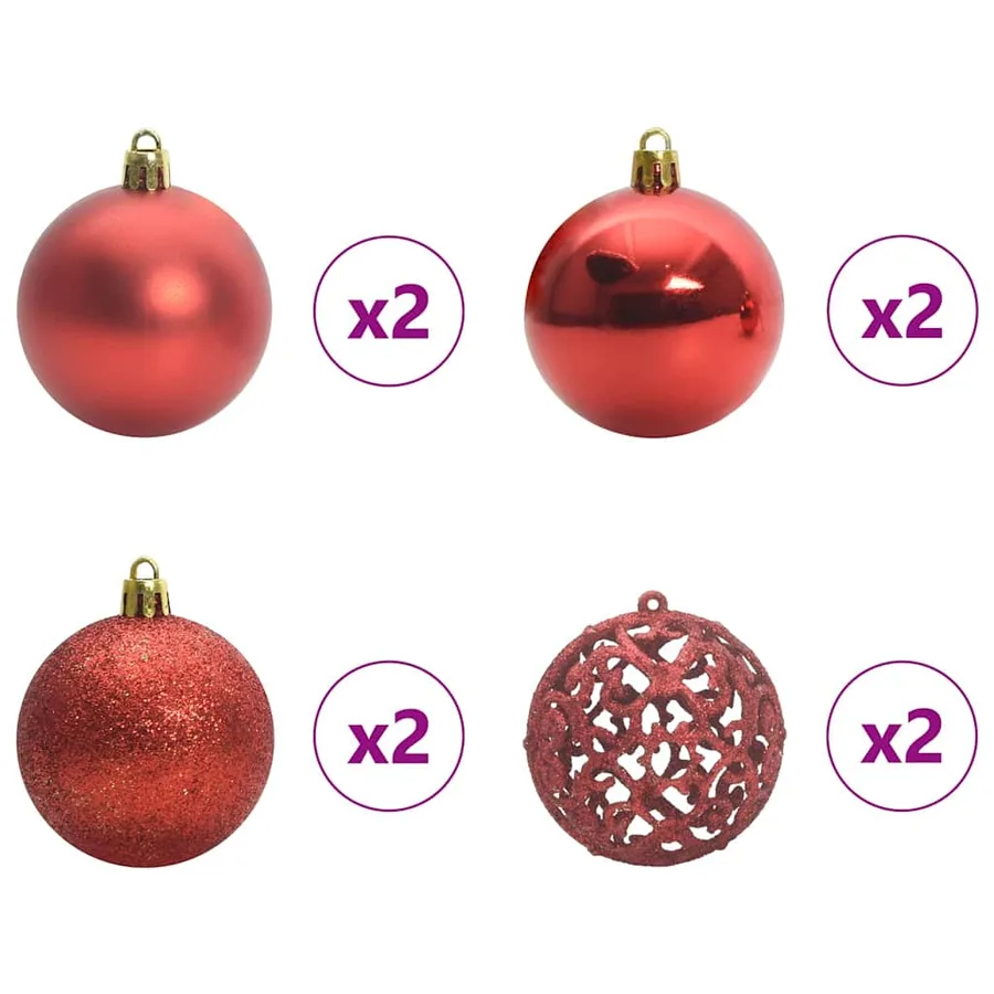 Arbre de Noël artificiel pré-éclairé avec ensemble de boules - 9