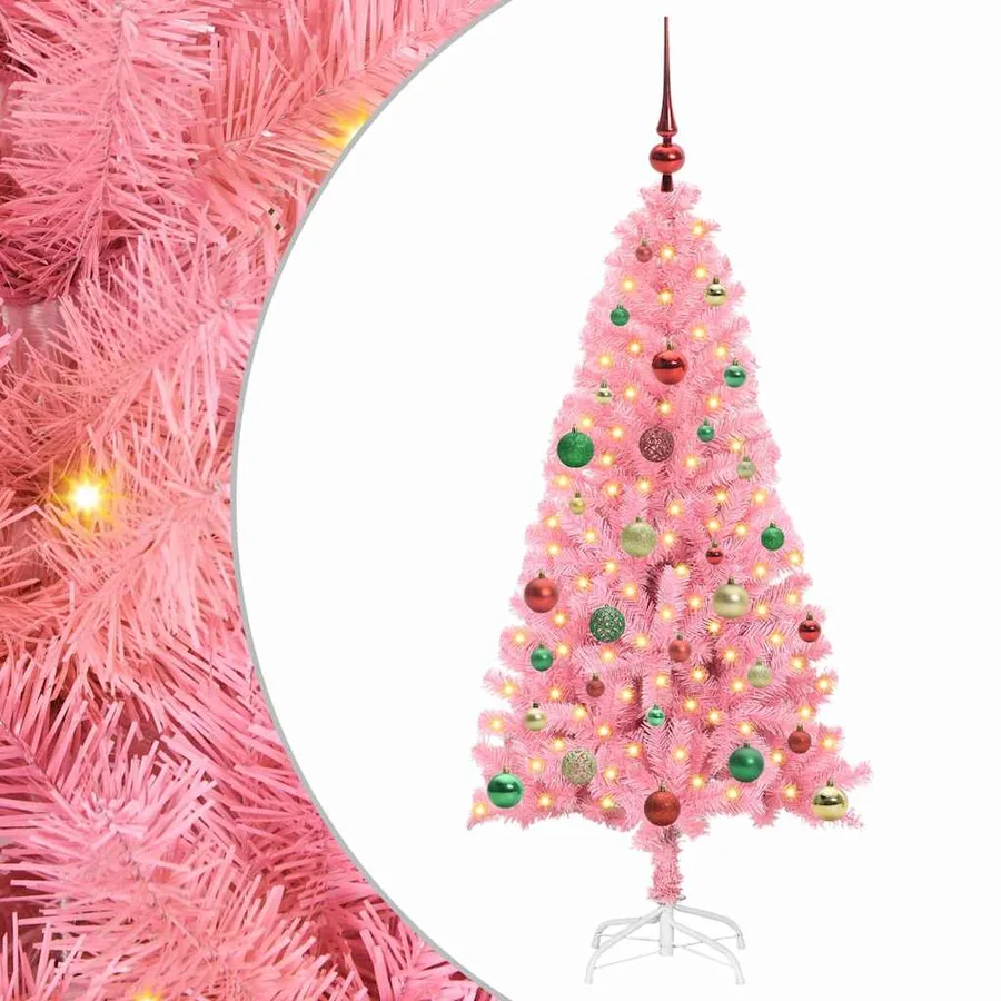 Sapin de Noël avec 150 LED avec support Rose 150 cm PVC - 2