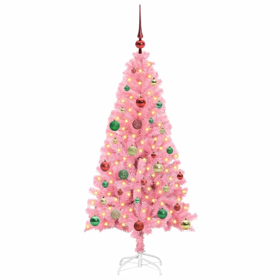 Sapin de Noël avec 150 LED avec support Rose 150 cm PVC - 3